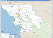 San Luis Obispo County Wall Map Basic Style